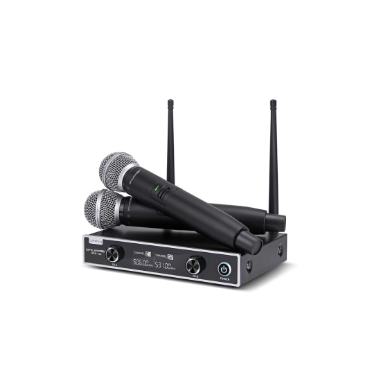 Mikrofony bezprzewodowe SDR1202, zestaw 2 kanałowy Shudder + zestaw akumulatorów z ładowarką VARTA QUATTRO-104365