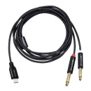Kabel wtyk USB-C - wtyk Jack 6.3mm L+R  stereo 5m Shudder PREMIUM USB - C - 2x duży Jack 6.3mm-107480