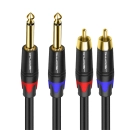 Kabel wtyk 2x jack 6.3mm mono - 2 RCA wtyk 3m Shudder PREMIUM-107927