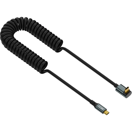 Kabel wtyk USB-C - wtyk USB-C kątowy 90 stopni przewód sprężynka PREMIUM 50 - 150 cm by Shudder