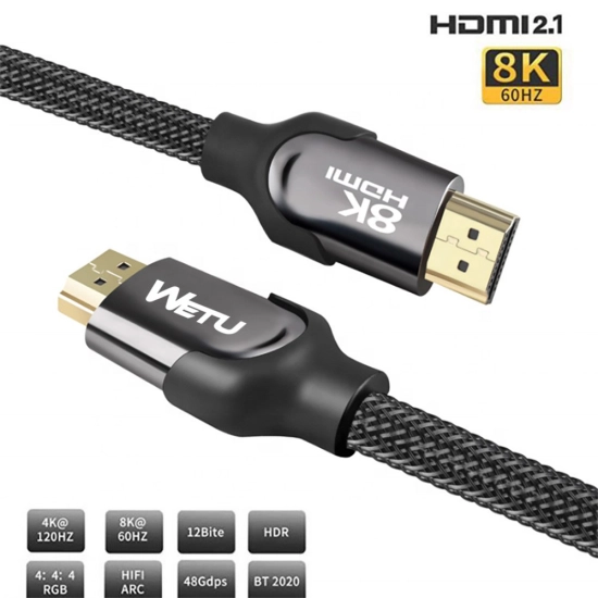 Kabel Przewód HDMI 2.1 WETU Premium 8K 60Hz 4K 120Hz Ultra High Speed 48Gb 6m HQ-107440