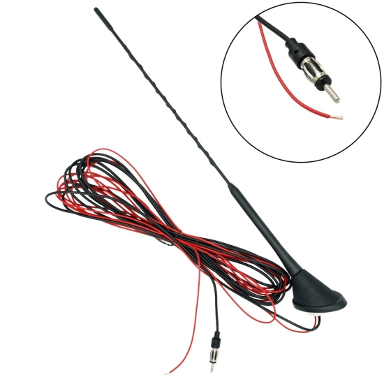 Antena samochodowa dachowa uniwersalna ze wzmacniaczem HQ 5m DIN do VW AUDI SEAT SKODA MERCEDES OPEL CITROEN PEUGEOT i inne
