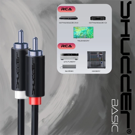 Kabel wtyk 2 RCA - 2RCA 0.5m Shudder BASIC przewód cinch - cinch czincz - czincz-107633