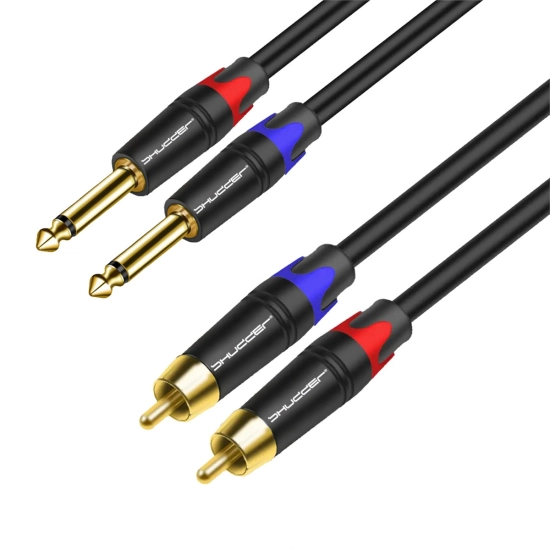Kabel wtyk 2x jack 6.3mm mono - 2 RCA wtyk 3m Shudder PREMIUM