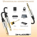 Kabel wtyk jack 6.3 stereo - 2x wtyk jack 6.3 mono 1m Shudder PREMIUM w tekstylnym oplocie-108804