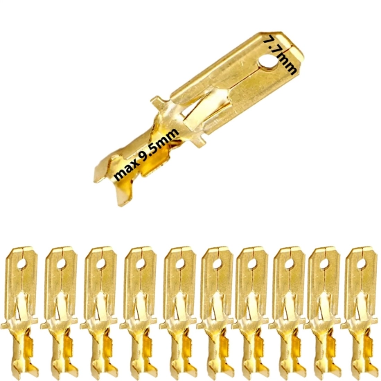 Konektor nieizolowany męski płaski z zaczepem 7.7mm x  9.5mm2 10szt.