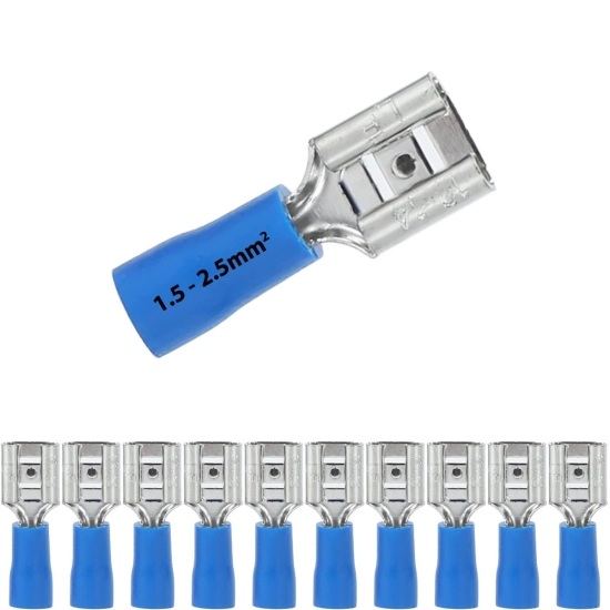 Konektor izolowany płaski żeński 6.3mm x 1.5mm2 - 2.5mm2 niebieski 10szt.