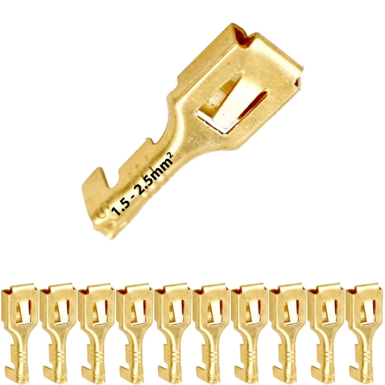 Konektor nieizolowany płaski żeński z zaczepem 6.3mm x 1.5mm2 - 2.5mm2 10szt.