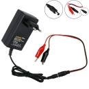 Ładowarka automatyczna akumulatorów żelowych 12V 2A z wtykiem 2.5mm x 5.5mm z dodatkową przejściówką z krokodylkami