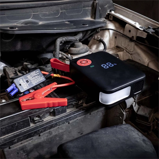 Jump Starter Power Bank z funkcją rozruchu i kompresorem latarka 4 w 1 12V 7.2Ah 600A-109673