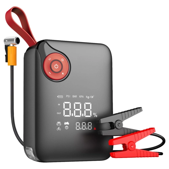 Jump Starter Power Bank z funkcją rozruchu i kompresorem latarka 4 w 1 12V 7.2Ah 600A