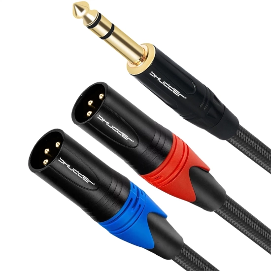 Kabel Jack 6.3mm stereo -2 x XLR męski 2m Shudder PREMIUM w tekstylnym oplocie