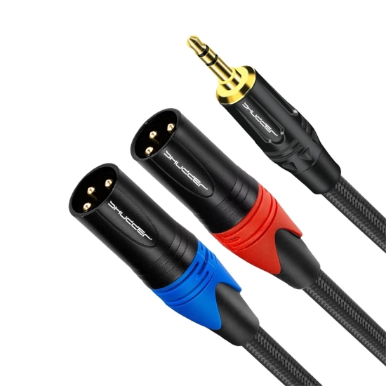 Kabel Jack 3.5mm stereo - 2x XLR męski 2m Shudder PREMIUM w tekstylnym oplocie