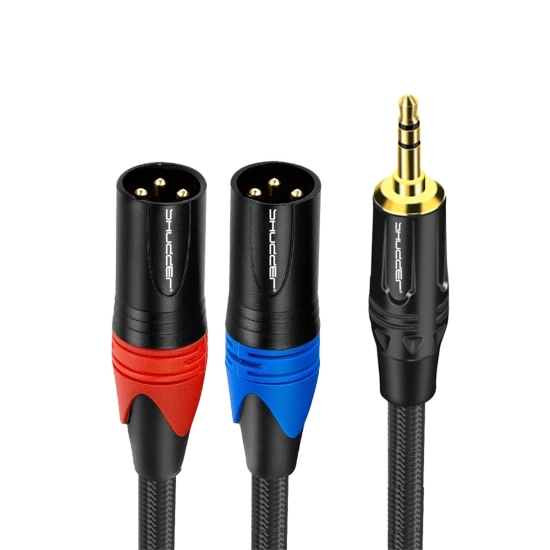 Kabel Jack 3.5mm stereo - 2x XLR męski 2m Shudder PREMIUM w tekstylnym oplocie-109875