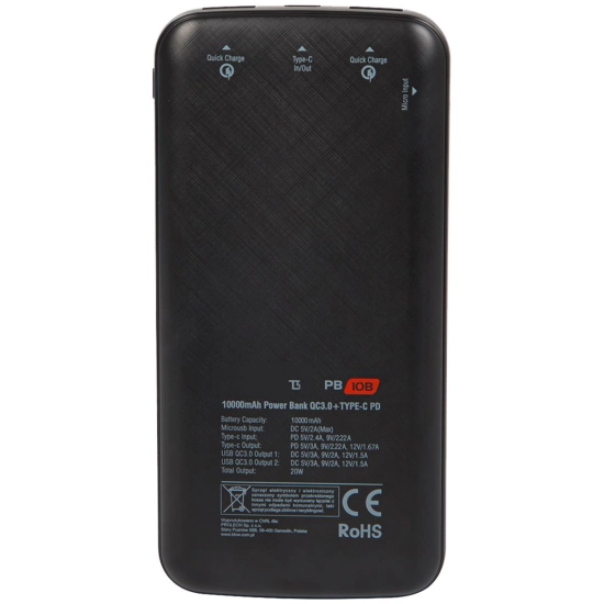 Power Bank 10000mAh QC 20W czarny-109885