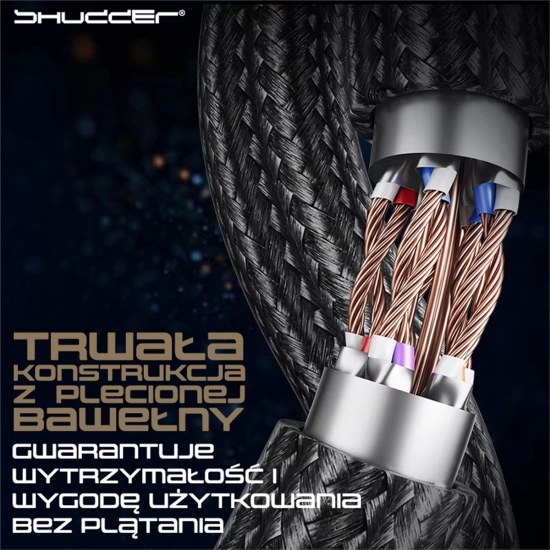 Kabel sieciowy RJ45 FFTP CAT8 5m Shudder PREMIUM w tekstylnym oplocie-109978