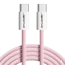 Kabel wtyk USB-C - wtyk USB-C Shudder Colour Standard Różowy Pastel 3A 60W 1m
