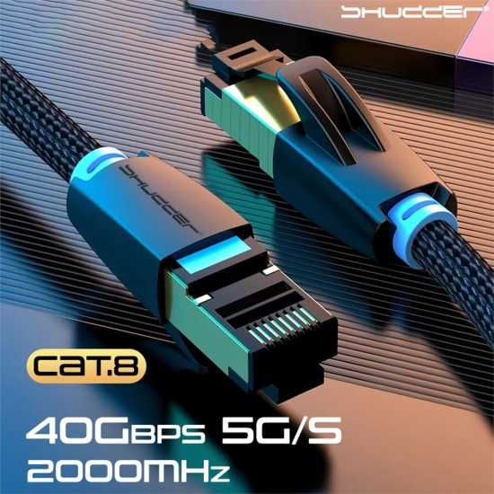 Kabel sieciowy RJ45 FFTP CAT8 70m Shudder PREMIUM w tekstylnym oplocie-110119