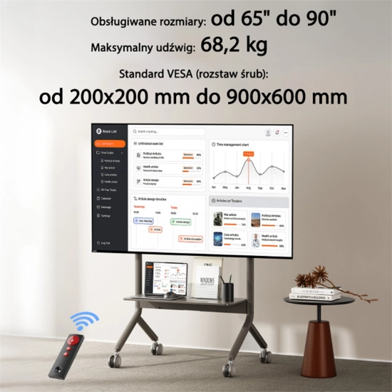 Mobilny elektryczny regulowany stojak do TV Monitorów Interaktywnych P150-110938