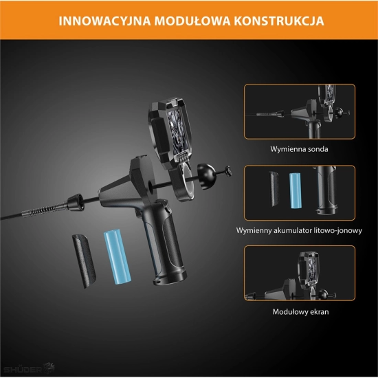 Kamera inspekcyjna 4 kierunkowa 2 kamery 6.5mm z ekranem LCD 4.3
