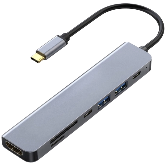Rozgałęźnik adapter HUB USB-C do HDMI 2x USB 3.0 2x USB-C SD/TF
