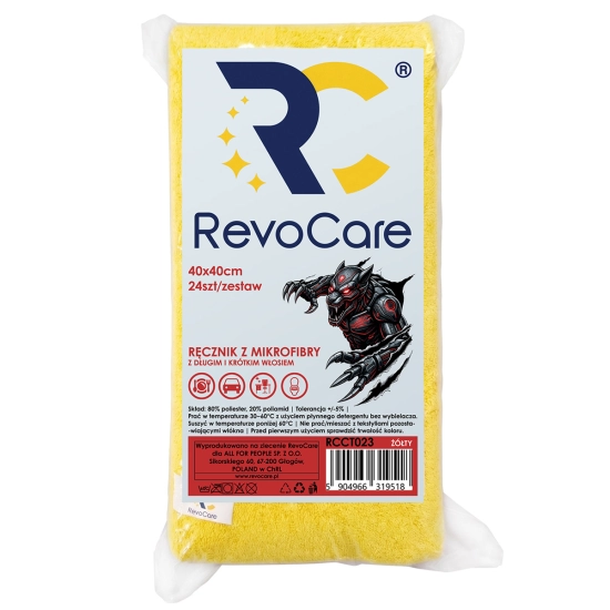 Zestaw ręczników z mikrofibry RevoCare 40x40cm 24szt. żółty Grube 380GSM-112126