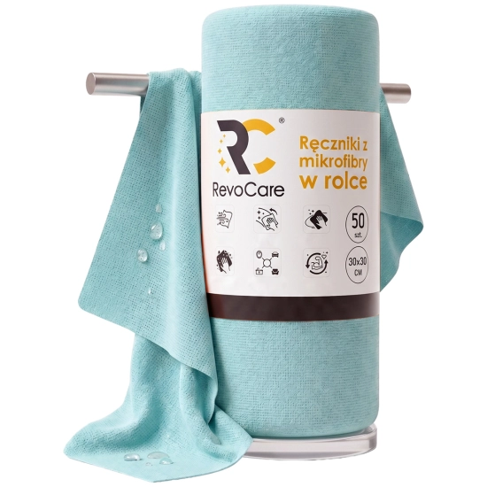 Ręcznik z mikrofibry w rolce RevoCare 30x30 50szt. niebieski 200GSM