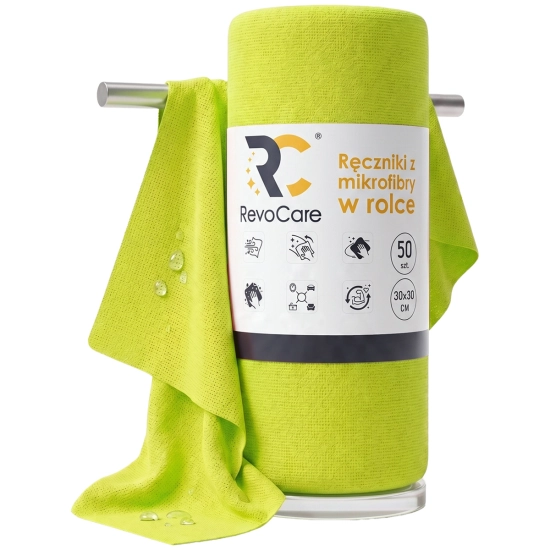 Ręcznik z mikrofibry w rolce RevoCare 30x30 50szt. zielony 200GSM