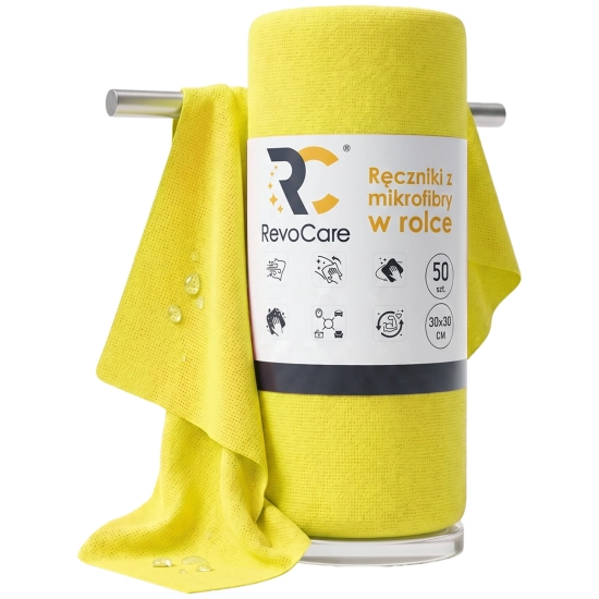 Ręcznik z mikrofibry w rolce RevoCare 30x30 50szt. żółty 200GSM
