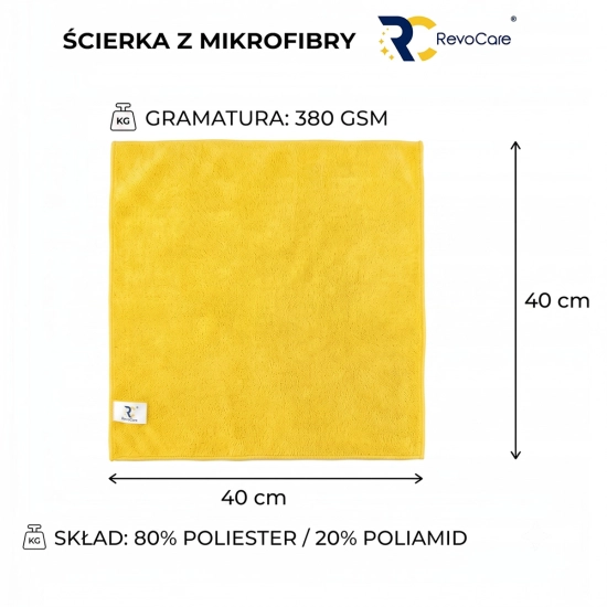 Zestaw ręczników z mikrofibry RevoCare 40x40cm 36szt. żółty Grube 380GSM-112216