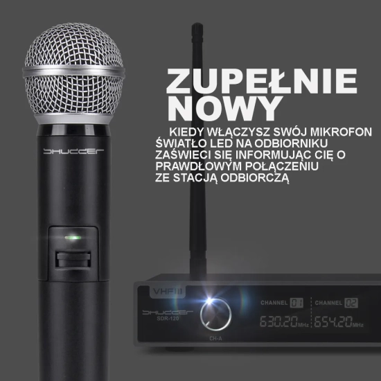 Mikrofon bezprzewodowy SDR1201, zestaw 1 kanałowy Shudder 1x mikrofon doręczny-1849