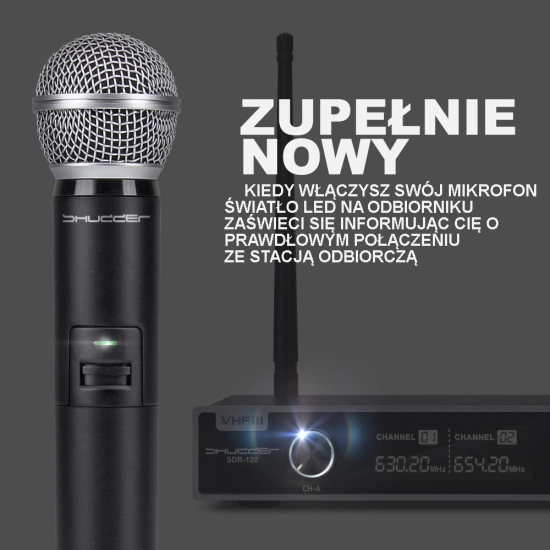 Mikrofony bezprzewodowe SDR1202, zestaw 2 kanałowy Shudder 2x mikrofon doręczny -1850