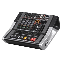 Mikser z wbudowanym wzmacniaczem Brass Tone Audio, bluetooth USB MP3 2X200W RMS BTA1204 - Powermikser 4 kanałowy