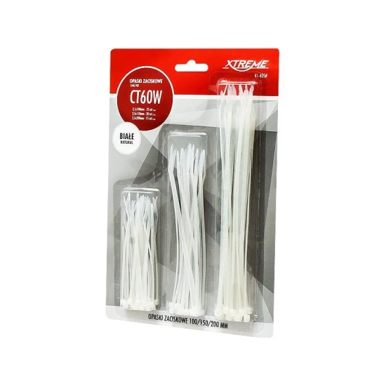 Opaska zaciskowa nylonowa białe 2.5mm - 3.5mm zestaw Trytytki