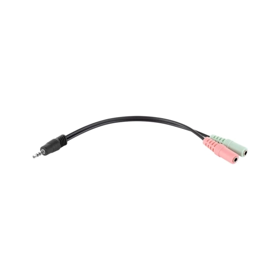 Adapter wtyk Jack 3.5mm 4polowy - 2x gniazdo Jack 3.5mm stereo