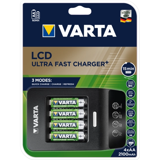 Ładowarka do akumulatorów AA AAA ultra szybka LCD ULTRA FAST CHARGER+ 4 x AA 2100mAh