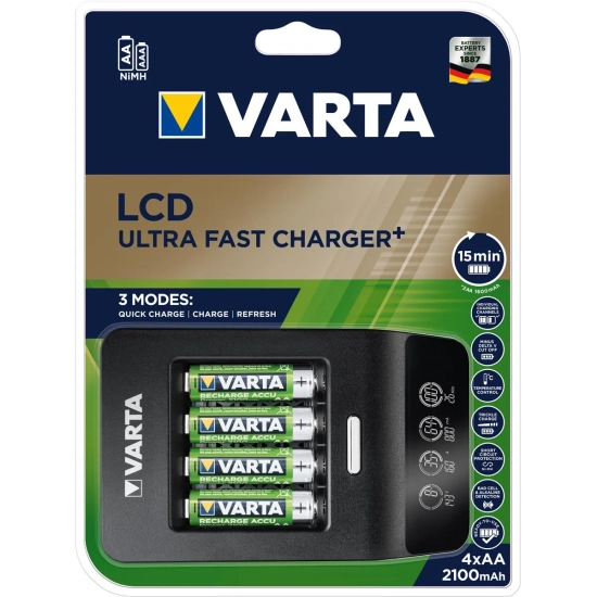 Ładowarka do akumulatorków VARTA ultra szybka LCD ULTRA FAST CHARGER AA AAA + akumulatorki 4x AA 2100mAh