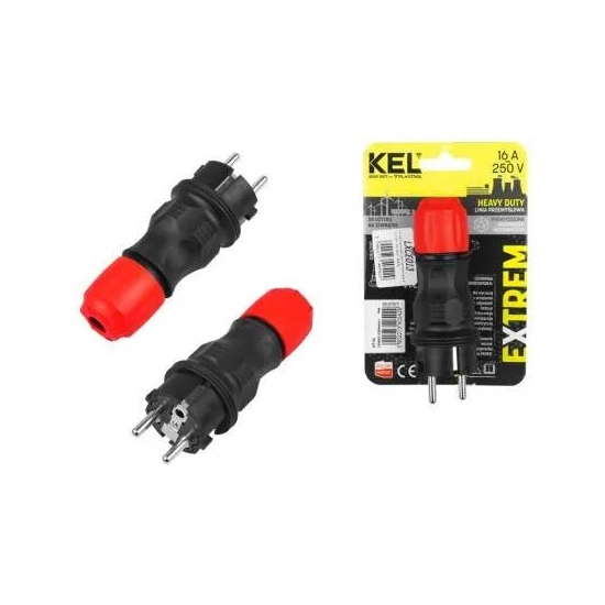 Wtyczka 230V sieciowa hermetyczna KEL IP54, 16 A/250 V na gruby kabel