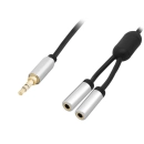 Rozgałęziacz jack: wtyk 3.5mm stereo - 2 gniazda 3.5mm z przewodem 15cm