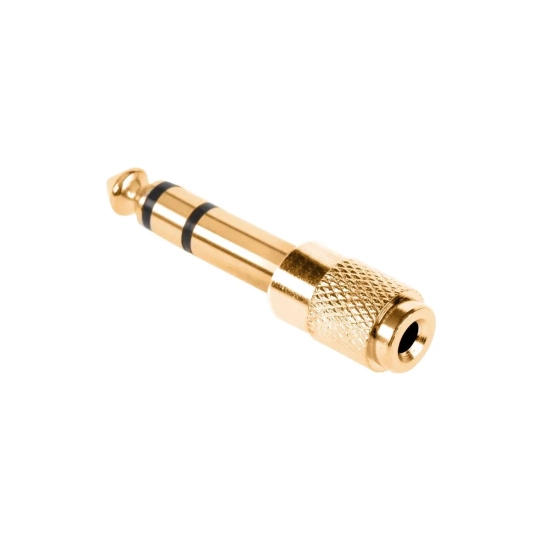Złącze przejściówka stereo duży Jack 6.3mm -  mały Jack 3.5mm złoty