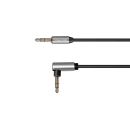 Kabel wtyk jack 3.5 mm stereo kątowy - wtyk jack 3.5 mm  stereo prosty sprężynka 1m Basic