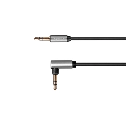 Kabel wtyk jack 3.5mm stereo kątowy - wtyk jack 3.5mm  stereo prosty sprężynka 1m Basic