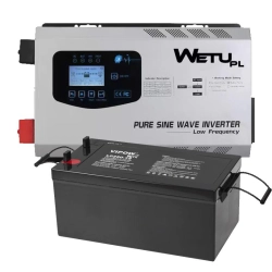 Zasilacz awaryjny WETU V-2012 + akumulator 250Ah zestaw zasilania awaryjnego UPS do pieca urządzeń RTV i AGD