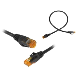 Kabel przyłącze RJ45 PATCHCORD UTP 0.5m czarny CAT6E Kabel Ethernet