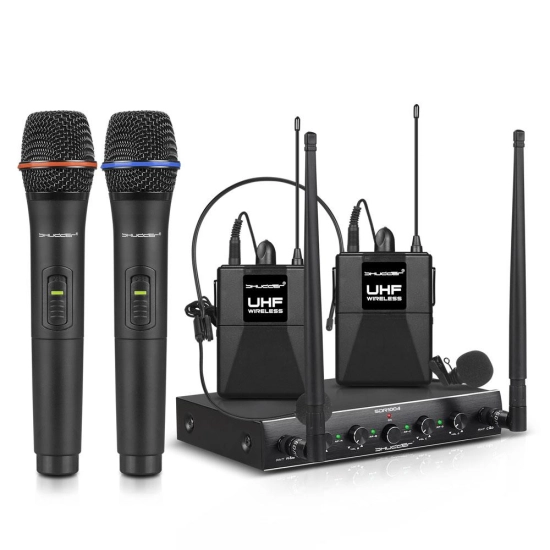 Mikrofony bezprzewodowe Shudder SDR1003 2x mikrofony doręczne i 2x bodypack z akcesoriami-6068
