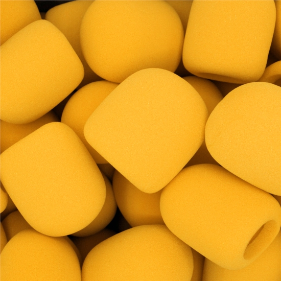 Gąbka mikrofonowa Premium żółta 7cm Shudder duża z kołnierzem uszczelniającym do mikrofonów przewodowych i bezprzewodowych