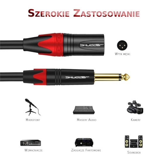 Kabel wtyk jack 6.3 mm mono - wtyk XLR 2m Shudder PREMIUM-6288