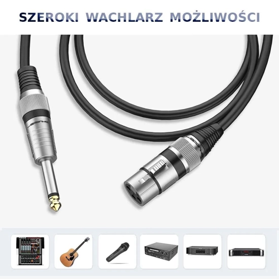 Kabel wtyk jack 6.3 mm mono - gniazdo XLR 10m Shudder PREMIUM-6573