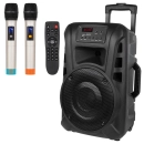 Kolumna aktywna mobilna z wbudowanym akumulatorem 2 mikrofony, Bluetooth, USB, SD mikser, głośnik 10" 25cm