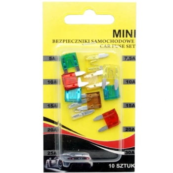 Bezpieczniki samochodowe MINI zestaw 10szt. blist.